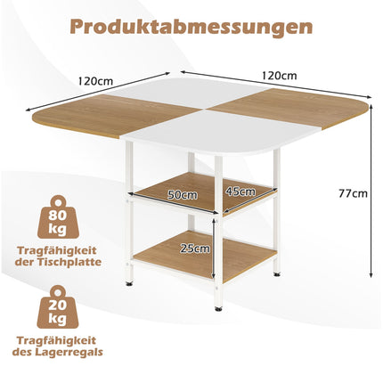 Esstisch mit Regalen, 120x120 cm, 4 Sitzplätze