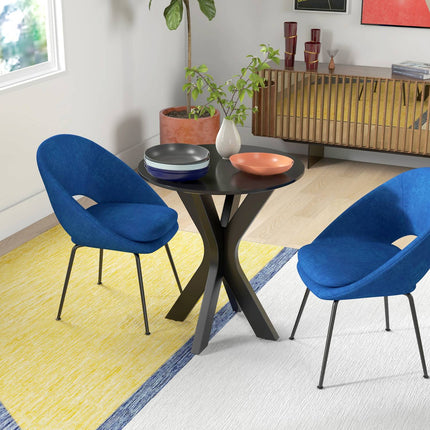 Table à manger, table de cuisine ronde, table de salle à manger moderne, table basse avec structure en acier araignée, table de bar pour 2 personnes, Ø78 x 75 cm, noir