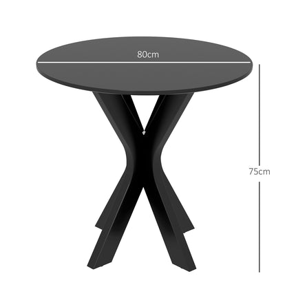 Table à manger, table de cuisine ronde, table de salle à manger moderne, table basse avec structure en acier araignée, table de bar pour 2 personnes, Ø78 x 75 cm, noir