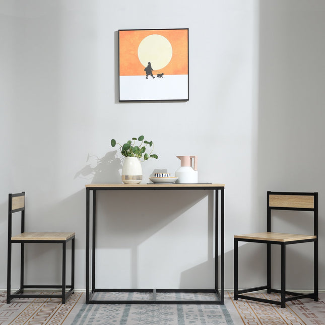 Table à manger avec 2 chaises, ensemble de 3 groupes de salle à manger, ensemble de table de cuisine pour 2 personnes, groupe de salle à manger pour petites pièces, cuisine, salon, chêne