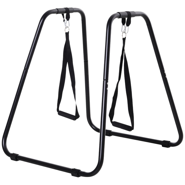 Dip-Station mit Sling-Trainer, stabiler Stahl, schwarz, 90x81x92,5 cm