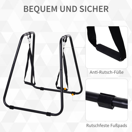 Dip-Station mit Sling-Trainer, stabiler Stahl, schwarz, 90x81x92,5 cm