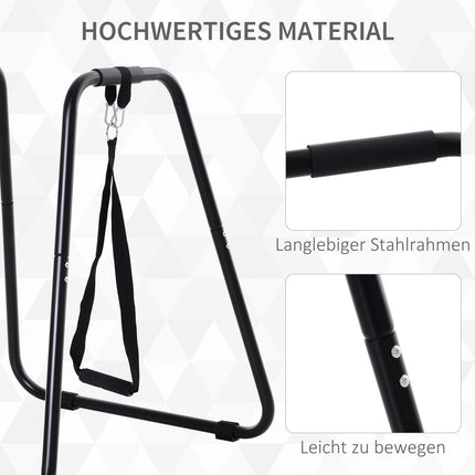 Dip-Station mit Sling-Trainer, stabiler Stahl, schwarz, 90x81x92,5 cm