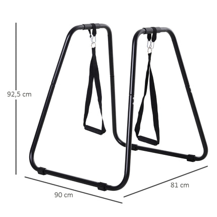 Dip-Station mit Sling-Trainer, stabiler Stahl, schwarz, 90x81x92,5 cm