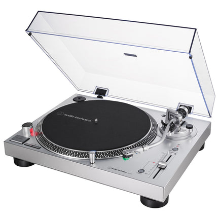 Plattenspieler mit Direktantrieb und USB, manuell, Silber
