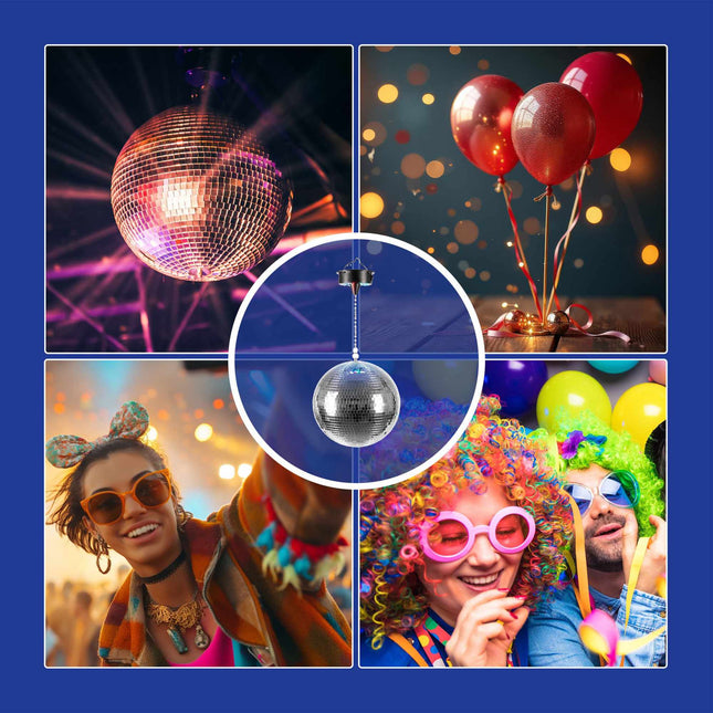Disco Ball with Motor & Light Effects, 20 cm