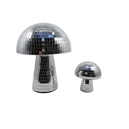 Décor champignons disco, finition argentée, lot de 2