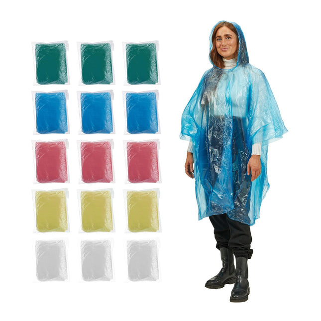 Ensemble de ponchos jetables de 15 couleurs différentes