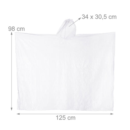 Poncho de pluie jetable, lot de 20