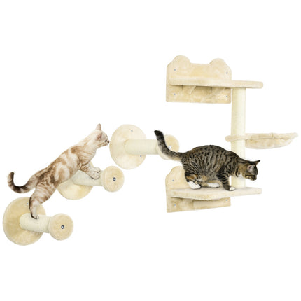 Katzenbaum mit Hängematte, Kletterwand und Kratzstämmen