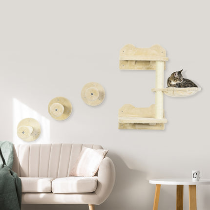Katzenbaum mit Hängematte, Kletterwand und Kratzstämmen