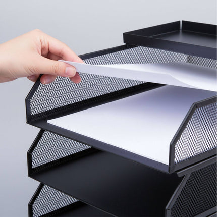 Organiseur de documents, maille métallique, 4 compartiments A4
