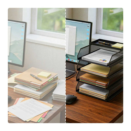 Organiseur de documents, maille métallique, 4 compartiments A4