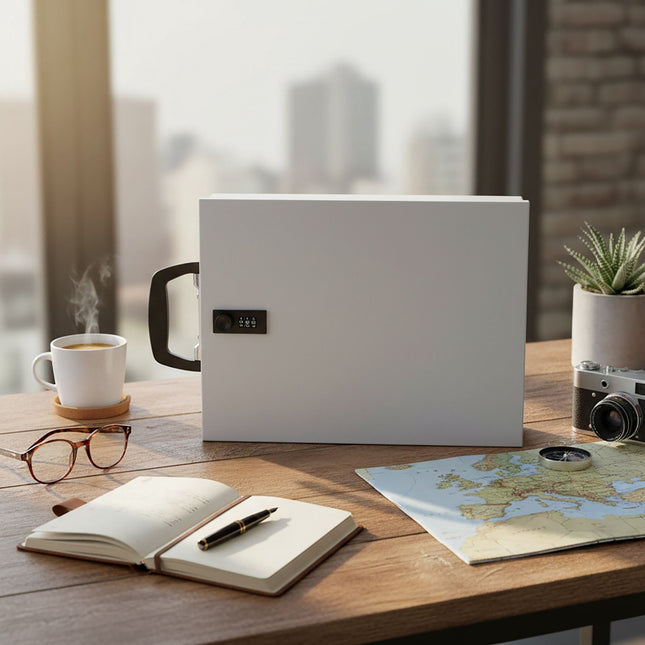 Boîte de rangement pour documents avec serrure, format A4, en métal