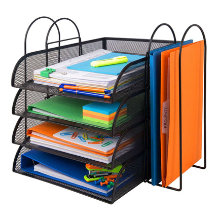Organiseur de documents à 4 compartiments A4, empilable
