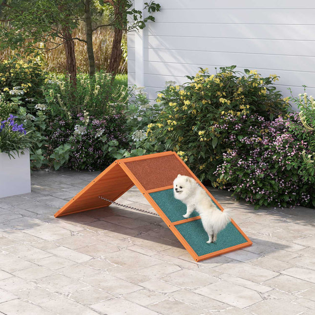 Dog Agility Bridge Équipement d'agilité pour chiens avec pont pliable, surface antidérapante, dispositif d'agilité réglable en hauteur pour jardin, 173 x 59 x 66 cm, Orange