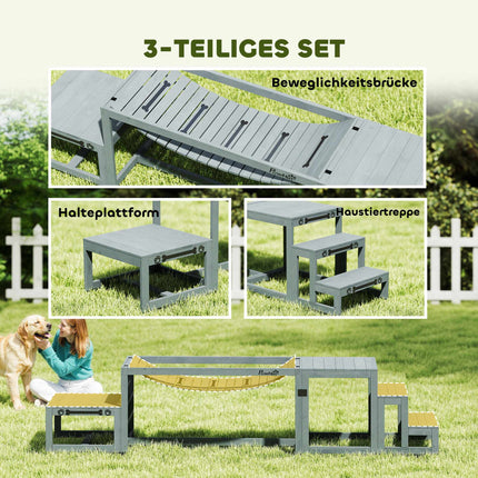Ensemble d'agilité pour chiens - 3 pièces en pin, capacité de 40 kg
