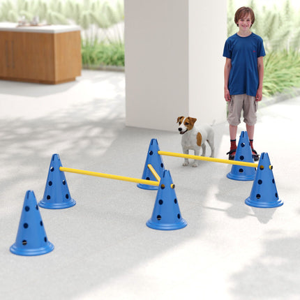 Hunde-Agility-Set – 3-teiliges Trainingsset mit 6 Hütchen, 3 Hürden