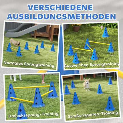 Hunde-Agility-Set – 3-teiliges Trainingsset mit 6 Hütchen, 3 Hürden