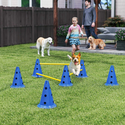 Hunde-Agility-Set – 3-teiliges Trainingsset mit 6 Hütchen, 3 Hürden