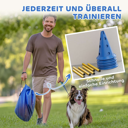 Hunde-Agility-Set – 3-teiliges Trainingsset mit 6 Hütchen, 3 Hürden