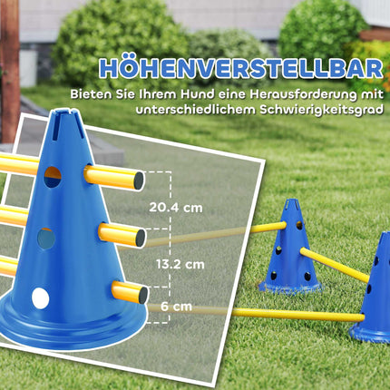 Hunde-Agility-Set – 3-teiliges Trainingsset mit 6 Hütchen, 3 Hürden