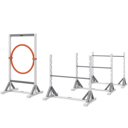 Ensemble d'agilité pour chiens, 4 pièces, équipement d'agilité pour dressage de chiens, ensemble d'obstacles avec haies réglables en hauteur, pneus, accessoires d'entraînement, entraînement de coordination, ensemble d'agilité pour jeux d'entraîne