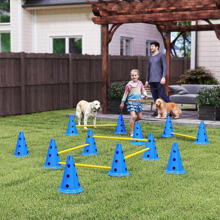 Hunde Agility Set – 6-teiliges Trainings-Kit mit 12 Hütchen, 6 Hürden