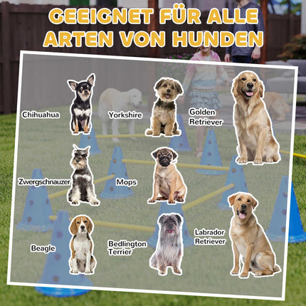 Hunde Agility Set – 6-teiliges Trainings-Kit mit 12 Hütchen, 6 Hürden