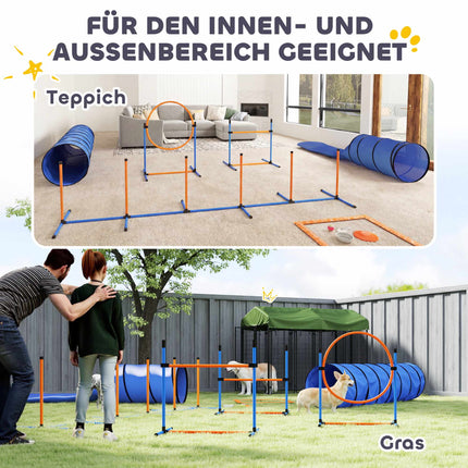Parcours d'agilité pour chiens avec obstacles réglables et tunnel