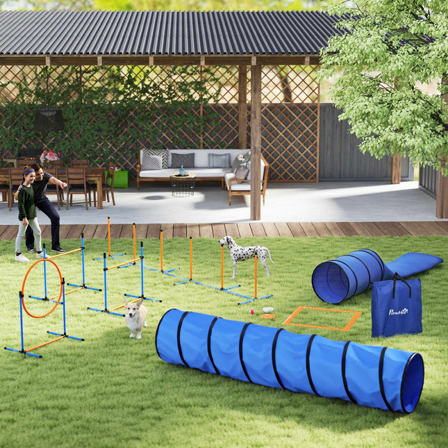 Parcours d'agilité pour chiens avec obstacles réglables et tunnel
