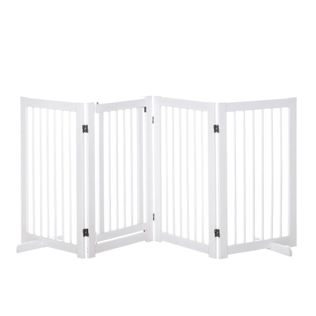 Barrière Pour Chien 91 Cm Barrière De Protection En Bois Sur Pied Avec Porte Pliable Avec 2 Pieds De Support Pour Animaux Et Escaliers Blanc