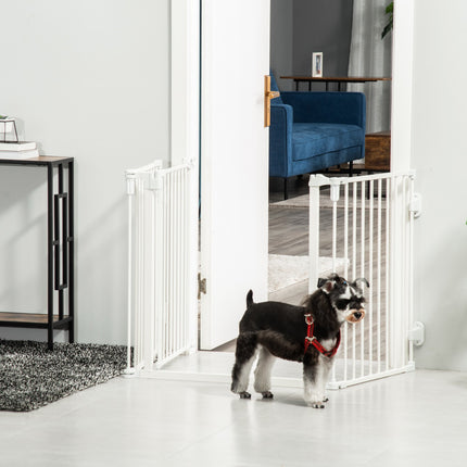 Faltbare Hundebarriere mit einstellbarem Winkel und automatischer Tür