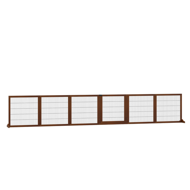 Barrière pour chien, 6 pièces, 432 x 70 cm, barrière de porte pliable avec 2 pieds de support, barrière pour chien autoportante, barrière d'escalier pour chiens de taille moyenne, pour couloir, escaliers, café