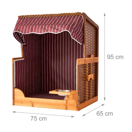 Hundestrandstuhl, Holz & Rattan mit Napf