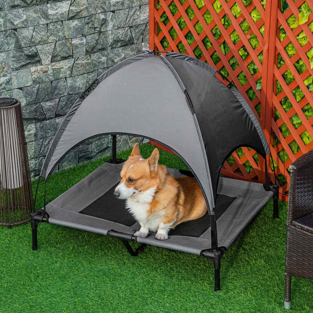 Auvent De Lit Pour Chien En Tissu Taffetas Respirant Gris 92 X 76 X 90 Cm