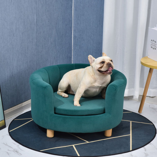 Lit Pour Chien Élégant Canapé Pour Chien Avec Housse Souple Et Pieds En Bois, 65 X 64 X 37 Cm