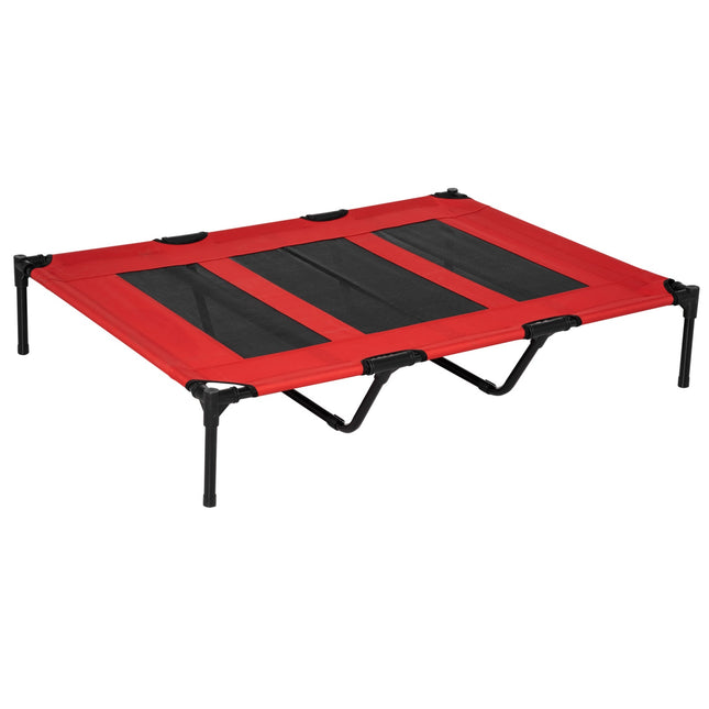 Metal dog bed - large, red, Oxford fabric