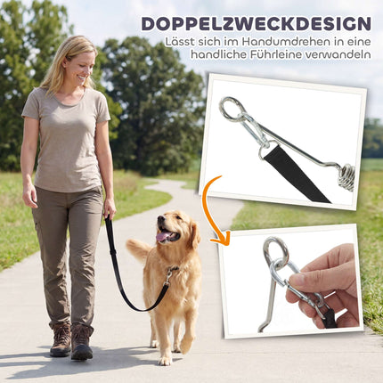 Laisse de vélo pour chien avec amortisseurs, réglable, argent/noir