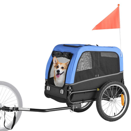 Dog Bike Trailer 30 kg, Foldable Pet Carrier, Flag