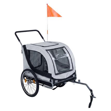 Remorque vélo et poussette pour chien, capacité 80 kg, fenêtres en filet