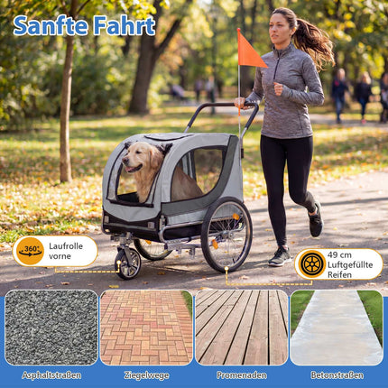 Remorque vélo et poussette pour chien, capacité 80 kg, fenêtres en filet