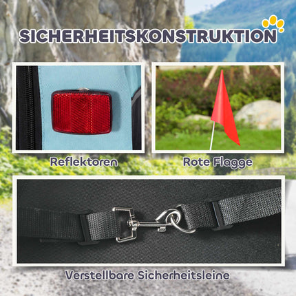 Hundeanhänger, Metallrahmen, 20 kg Tragkraft, Blau