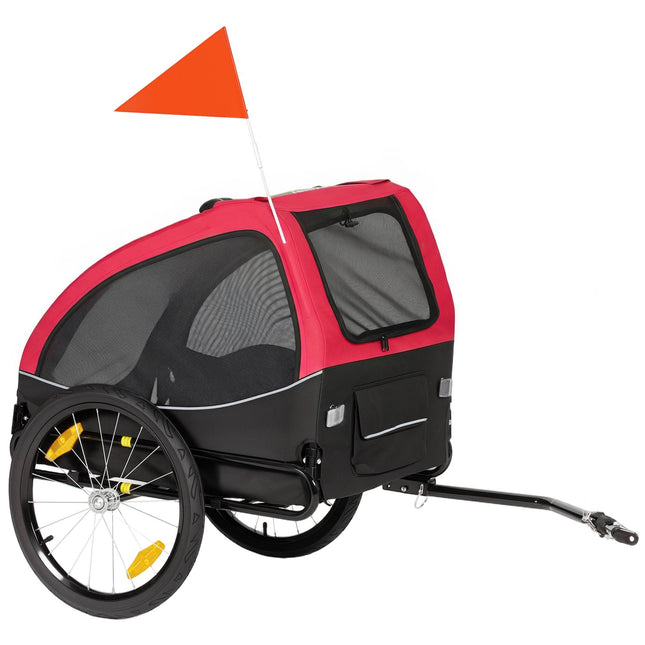 Hundeanhänger mit 20-Zoll-Rädern, rot/schwarz, 20 kg Tragkraft