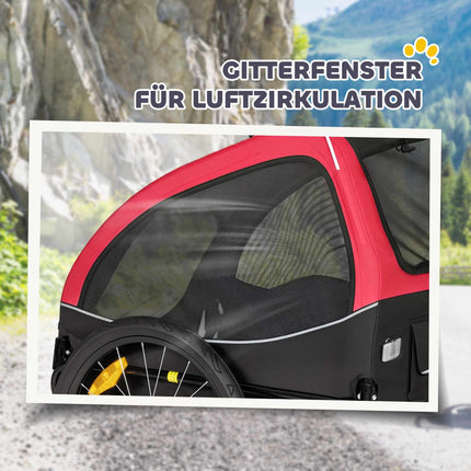 Hundeanhänger mit 20-Zoll-Rädern, rot/schwarz, 20 kg Tragkraft