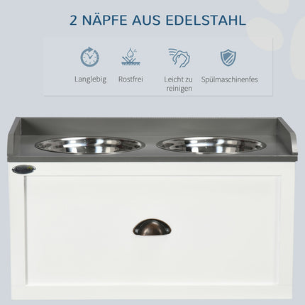Erhöhter Hundenapf-Futterstation mit 2x2L Edelstahlnäpfen