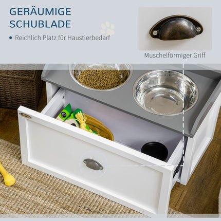 Erhöhter Hundenapf-Futterstation mit 2x2L Edelstahlnäpfen
