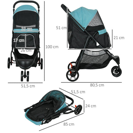 2-in-1-Haustierwagen – faltbarer Hunde- und Katzenbuggy, Dunkelgrün