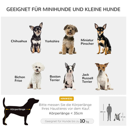 Chariot Pour Chien Dog Buggy Avec Housse De Pluie, Chariot Pour Chien Pliable Jusqu'À 20 Kg, Gris, Avec Porte-Gobelet Et Fenêtre Grillagée, 75X45X97Cm