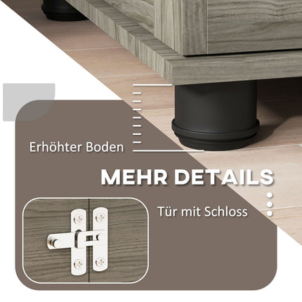 Abschließbarer grauer Hundezwinger mit Kissen, 80x56x63cm
